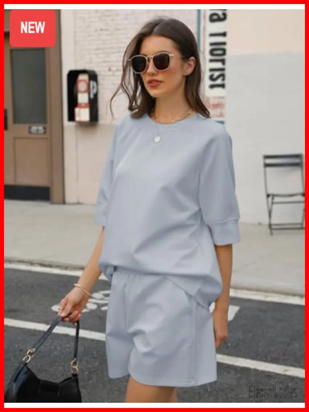 2 Piece Lounge Set Short Sleeve Top and Shorts Loungewear Matching Outfit